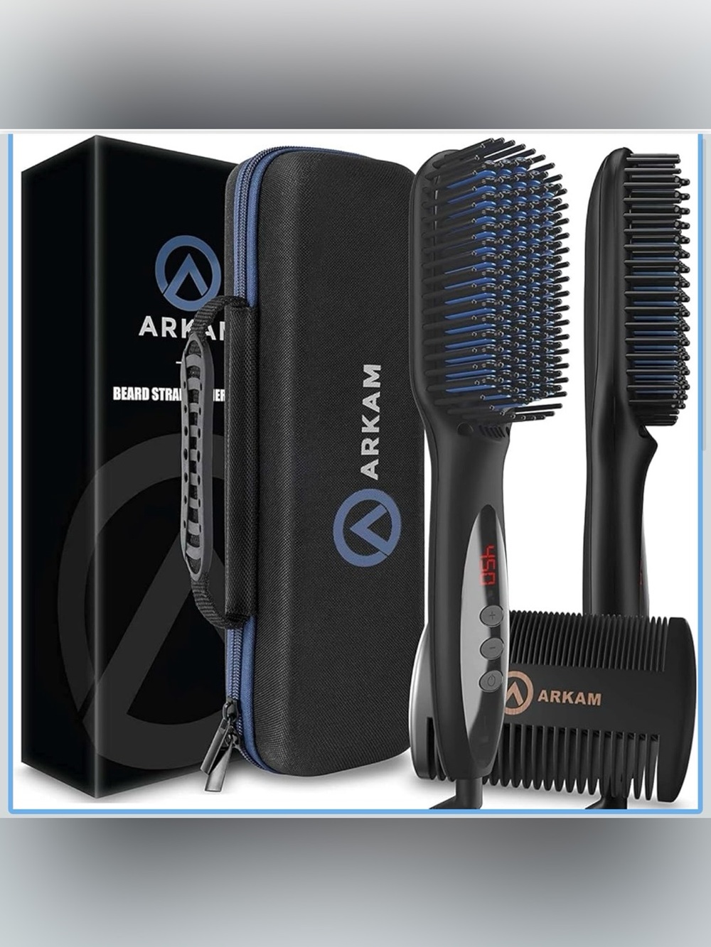 Arkam Beard Straightner for Men | Premium Heated Brush Kit w/Anti Scald Feature